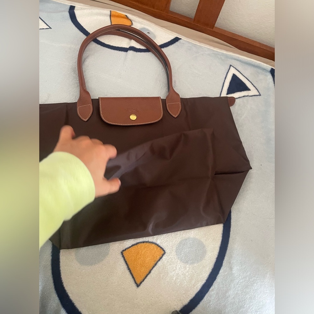 Longchamp Le Pliage folding tote bag medium size Ebony brown color - Picture 8 of 13